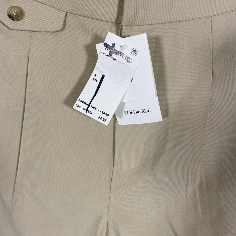 Sophie Rue Corey Suit Short Womens Size‎ S Tan High Waist Pleated Pocket Chic X1